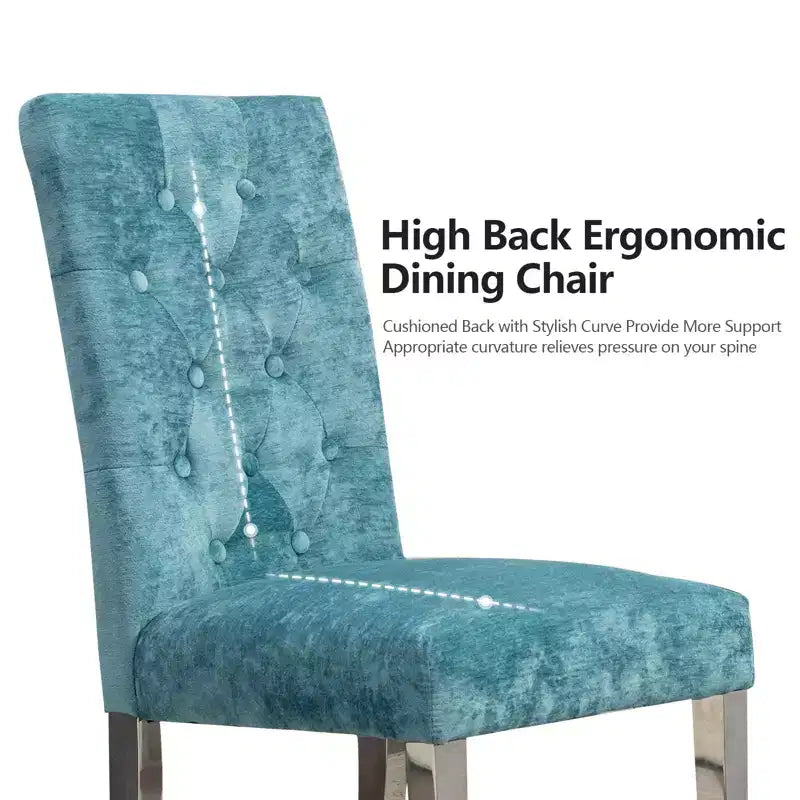 CLIHOME Lot de 2 chaises de salle à manger modernes avec revêtement en velours moelleux, pieds robustes en acier inoxydable et ressorts en S – Support ergonomique