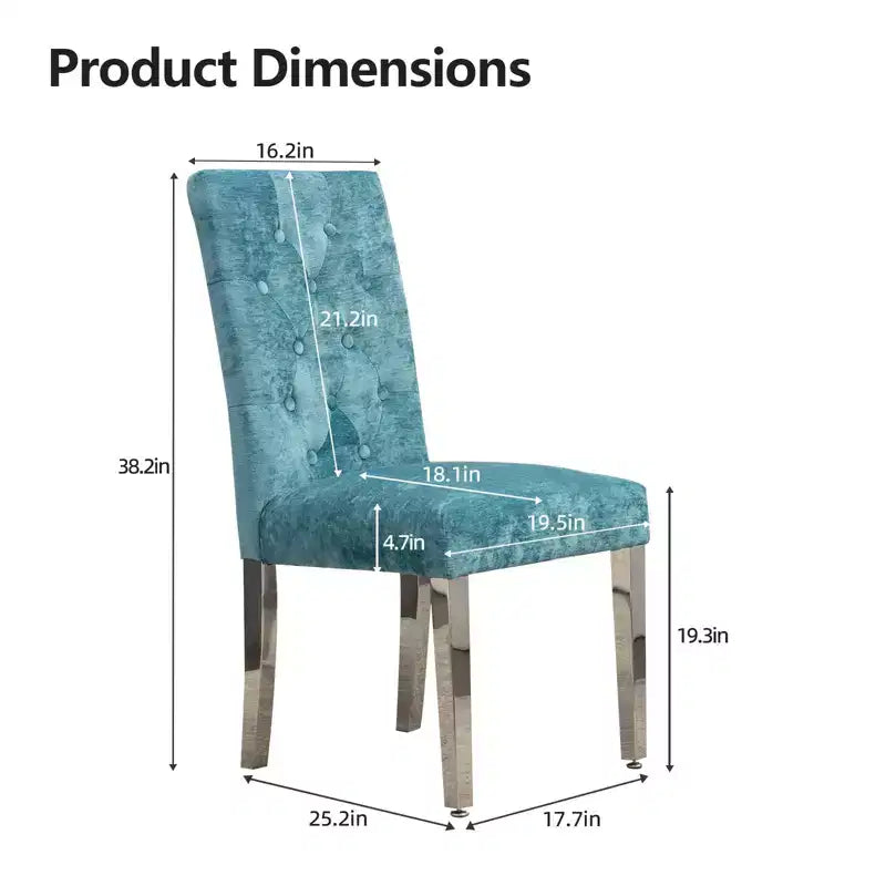 CLIHOME Lot de 2 chaises de salle à manger modernes avec revêtement en velours moelleux, pieds robustes en acier inoxydable et ressorts en S – Support ergonomique