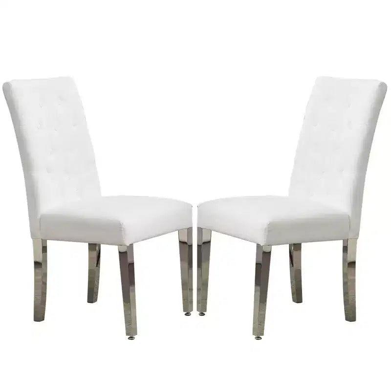 CLIHOME Set of 2 Modern Dining Chairs with Plush Velvet Upholstery, Sturdy Stainless Steel Legs & S-Shaped Springs - Ergonomic Support