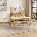 Christopher Knight Home Ishar 5 Piece Mid-Century Modern Rubberwood Dining Set with Upholstered Chairs