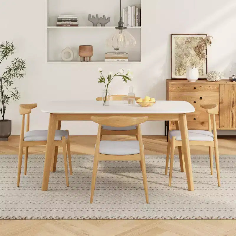 Ensemble de salle à manger Christopher Knight Home Ishar 5 pièces en bois d'hévéa de style milieu de siècle avec chaises rembourrées