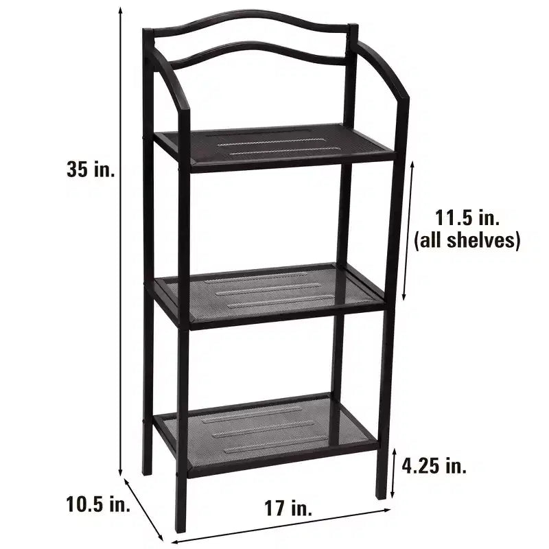 Étagère de Rangement de Salle de Bain en Métal à 3 Niveaux Household Essentials, Brun Expresso