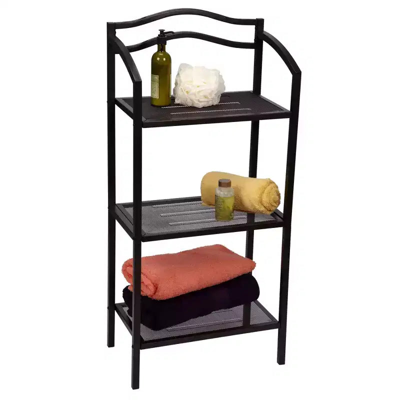Étagère de Rangement de Salle de Bain en Métal à 3 Niveaux Household Essentials, Brun Expresso
