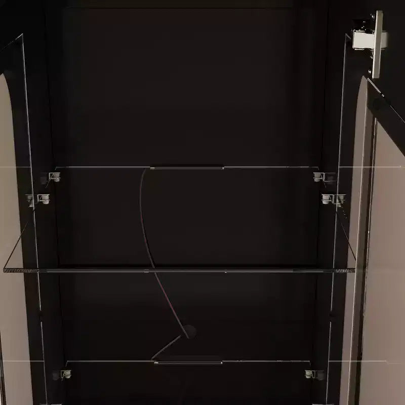 Famapy Armoire haute de présentation noire avec lumières LED - Rangement moderne pour verrerie et objets de décoration