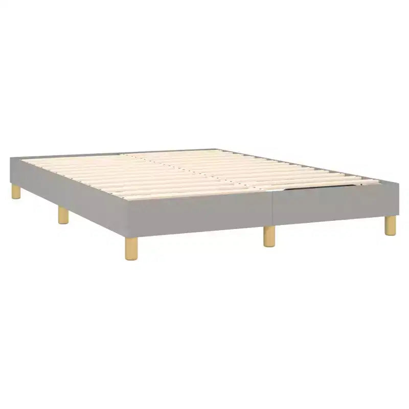 vidaXL Cadre de lit sommier tapissier pleine taille en tissu – Design moderne et surélevé gris clair, s'adapte confortablement à un matelas de 137 x 190 cm