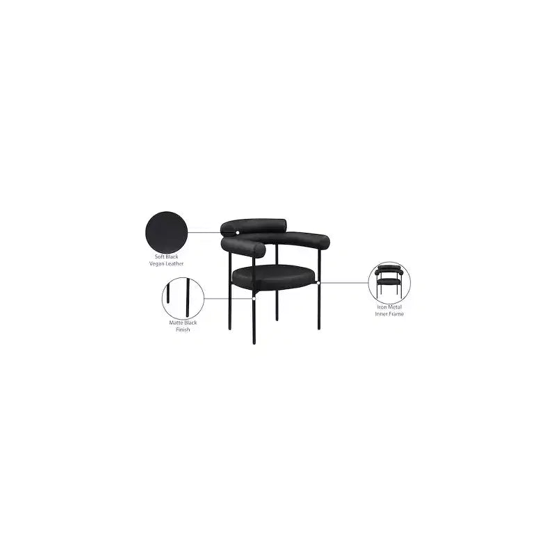 Meridian Furniture, Chaise de salle à manger Blake en cuir végétalien, Lot de 2