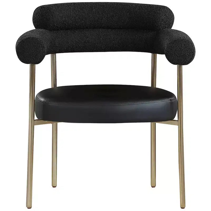 Meridian Furniture, Chaises de salle à manger Blake en cuir végétalien cognac / tissu bouclé, lot de 2