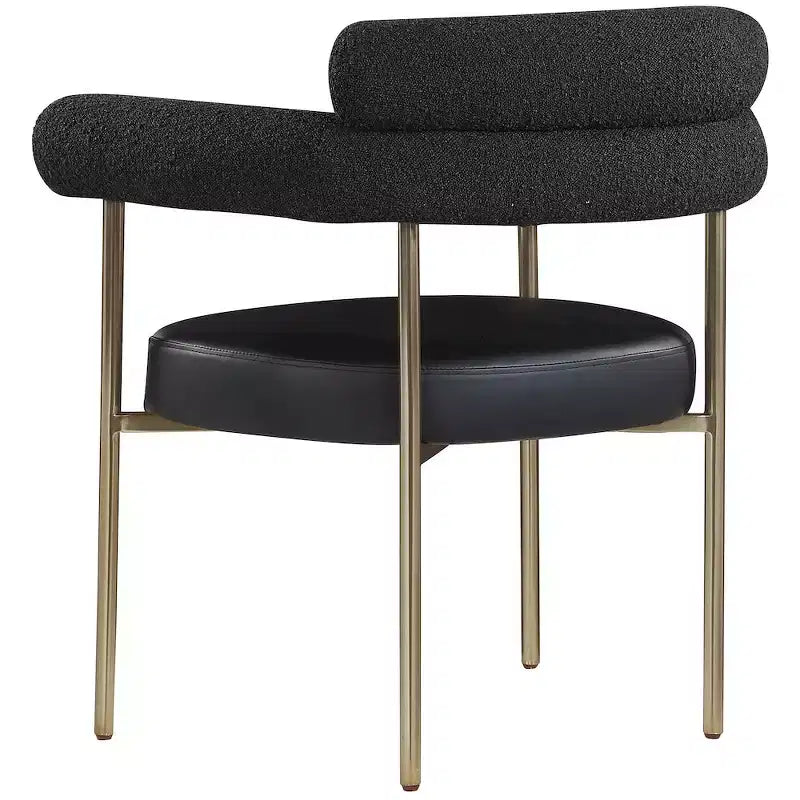 Meridian Furniture, Chaises de salle à manger Blake en cuir végétalien cognac / tissu bouclé, lot de 2
