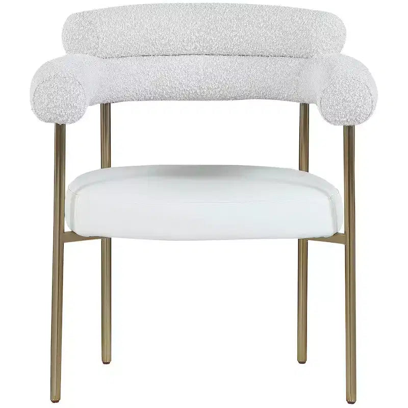 Meridian Furniture, Chaises de salle à manger Blake en cuir végétalien cognac / tissu bouclé, lot de 2