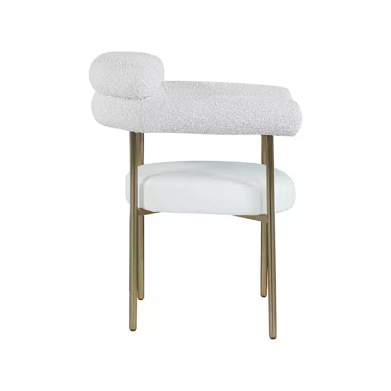 Meridian Furniture, Chaises de salle à manger Blake en cuir végétalien cognac / tissu bouclé, lot de 2