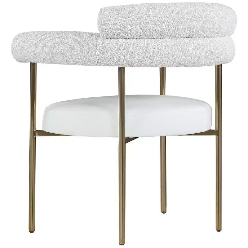 Meridian Furniture, Chaises de salle à manger Blake en cuir végétalien cognac / tissu bouclé, lot de 2