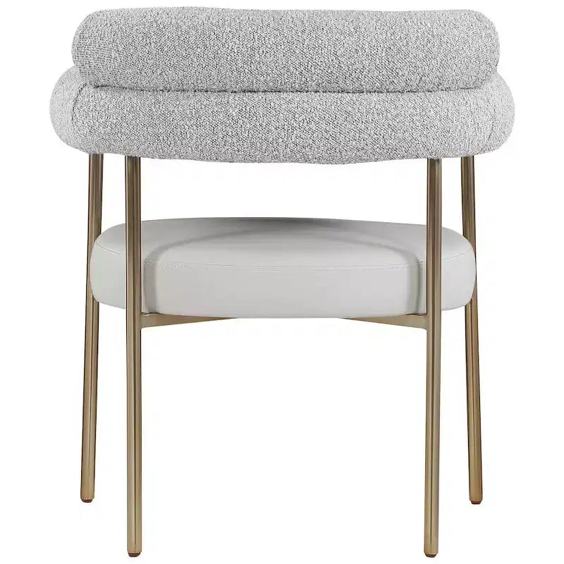 Meridian Furniture, Chaises de salle à manger Blake en cuir végétalien cognac / tissu bouclé, lot de 2