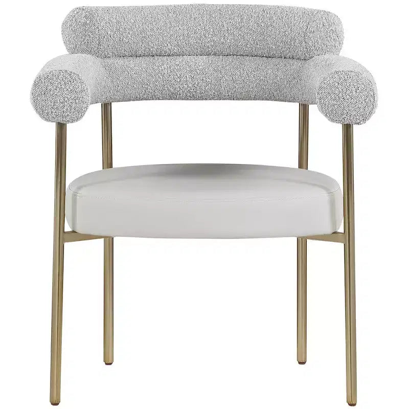 Meridian Furniture, Chaises de salle à manger Blake en cuir végétalien cognac / tissu bouclé, lot de 2
