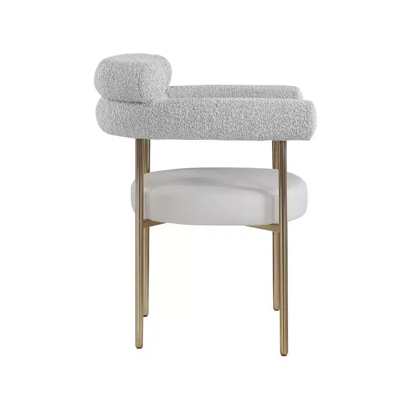 Meridian Furniture, Chaises de salle à manger Blake en cuir végétalien cognac / tissu bouclé, lot de 2