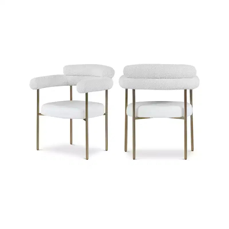 Meridian Furniture, Chaises de salle à manger Blake en cuir végétalien cognac / tissu bouclé, lot de 2