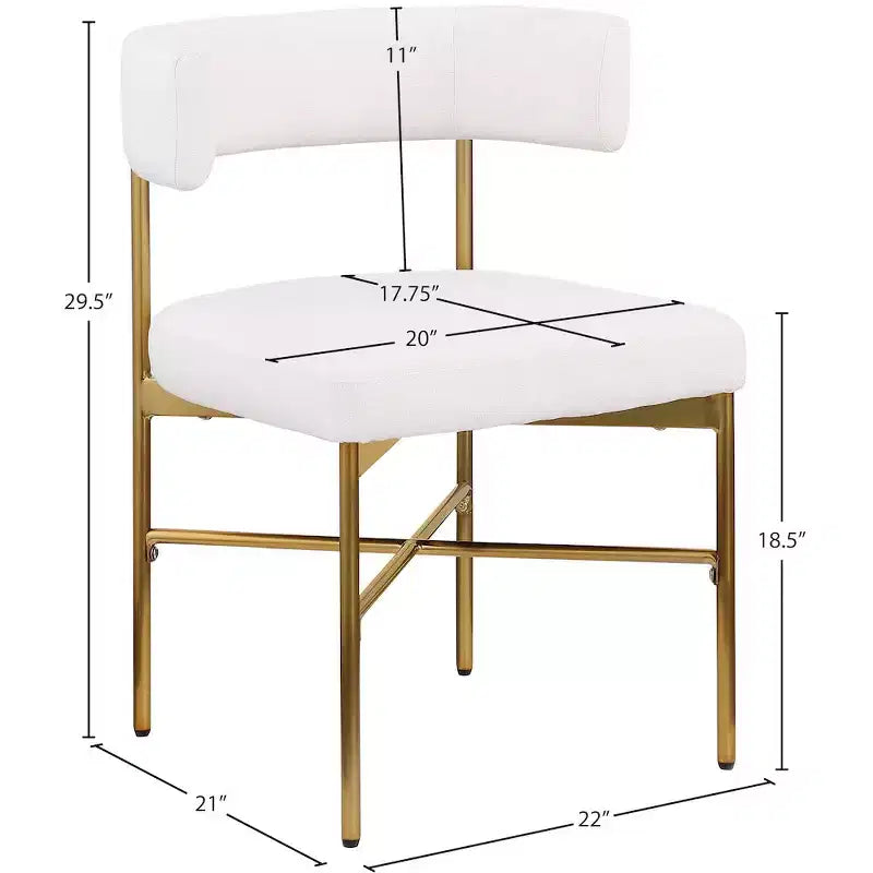 Meridian Furniture, Chaises de salle à manger Rivage en tissu texturé lin durable, lot de 2