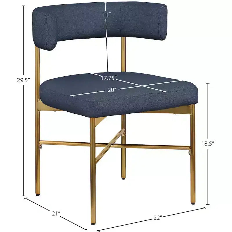 Meridian Furniture, Chaises de salle à manger Rivage en tissu texturé lin durable, lot de 2