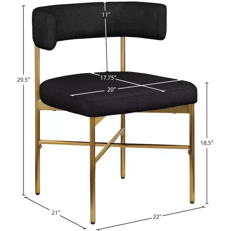Meridian Furniture, Chaises de salle à manger Rivage en tissu texturé lin durable, lot de 2