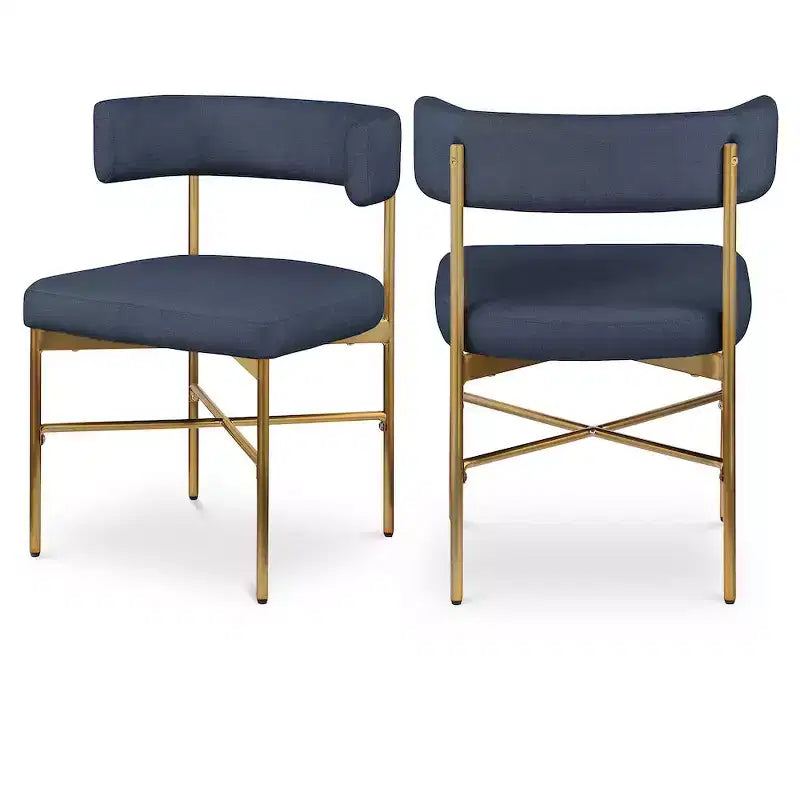 Meridian Furniture, Chaises de salle à manger Rivage en tissu texturé lin durable, lot de 2