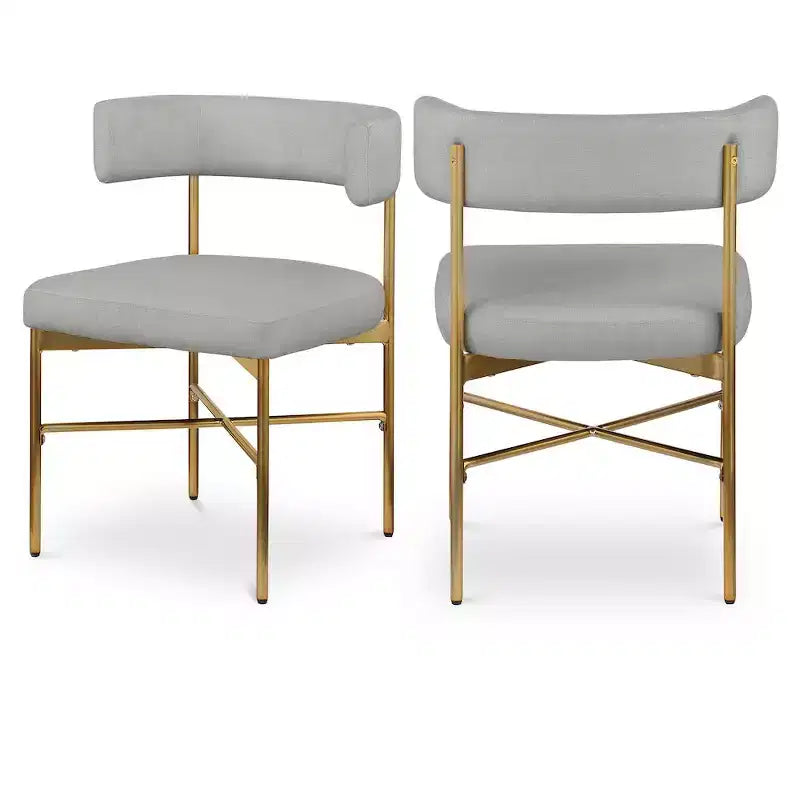 Meridian Furniture, Chaises de salle à manger Rivage en tissu texturé lin durable, lot de 2
