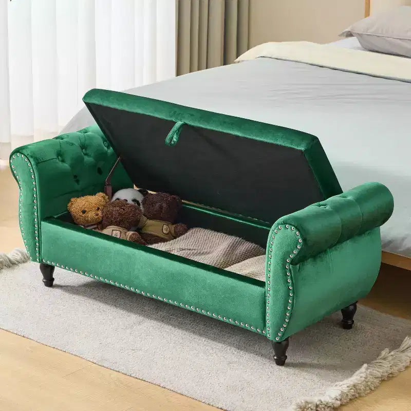 Christopher Knight Home Max Pouf de rangement capitonné en velours de style moderne
