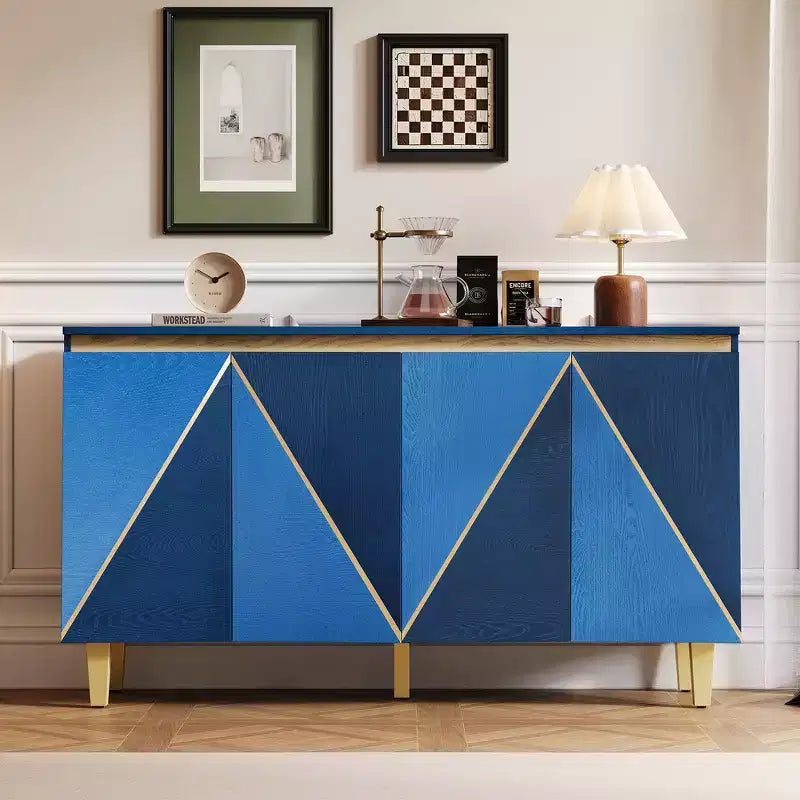 Buffet/Bahut en bois vieilli Whisen avec portes bicolores et étagères réglables