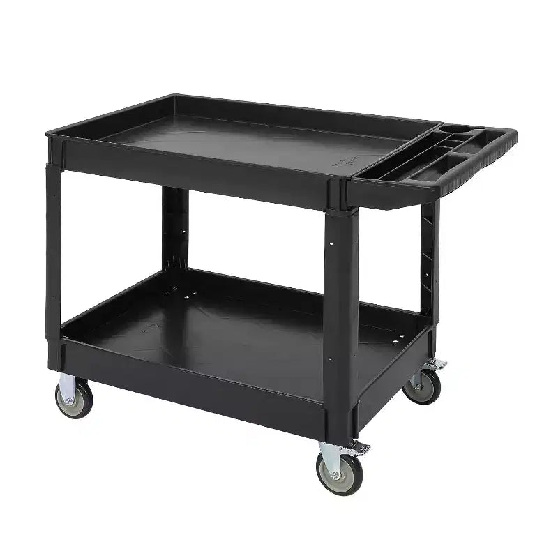 Utility Service Cart 2 Shelf 500 Lbs, 2 Tier Heavy Duty Rolling Tool Cart On Wheels for Warehouse, Garage, Kitchen, 4525