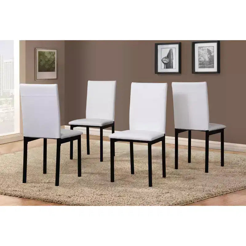 Okak – Lot de 4 chaises de salle à manger modernes, cadre en métal sans accoudoirs et assises en similicuir, chaises d'appoint rembourrées pour cuisine et salle à manger