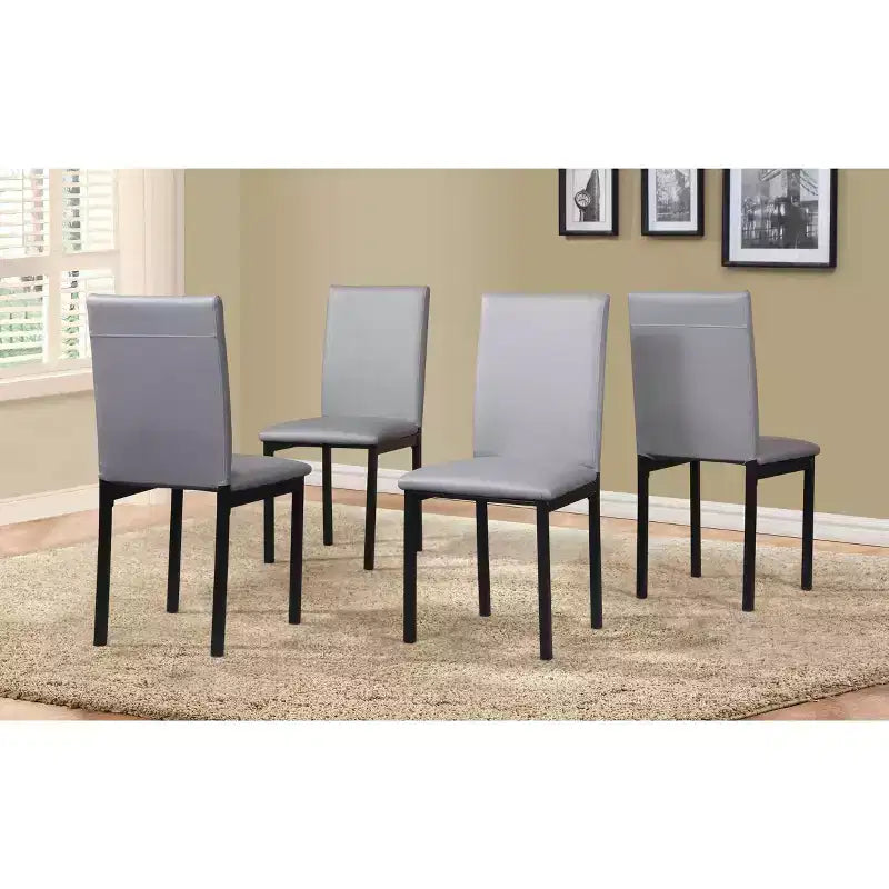 Okak – Lot de 4 chaises de salle à manger modernes, cadre en métal sans accoudoirs et assises en similicuir, chaises d'appoint rembourrées pour cuisine et salle à manger