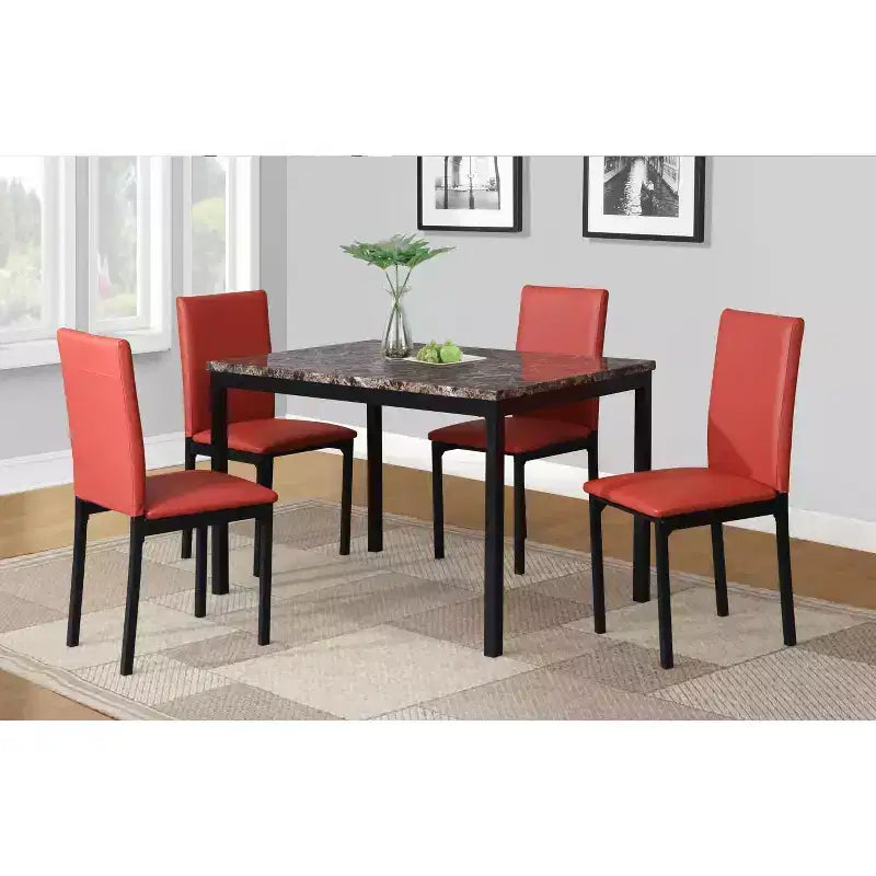 Okak – Lot de 4 chaises de salle à manger modernes, cadre en métal sans accoudoirs et assises en similicuir, chaises d'appoint rembourrées pour cuisine et salle à manger