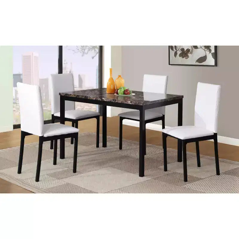 Okak – Lot de 4 chaises de salle à manger modernes, cadre en métal sans accoudoirs et assises en similicuir, chaises d'appoint rembourrées pour cuisine et salle à manger