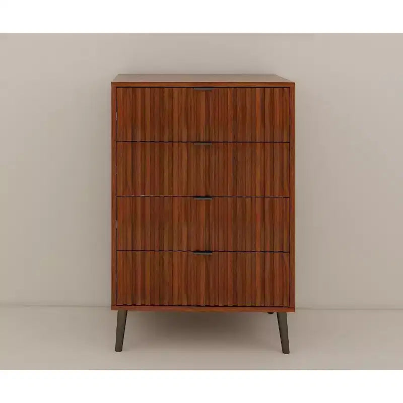 Commode à 6 tiroirs Okak avec poignées dorées et pieds en acier, grands tiroirs spacieux, meuble de rangement élégant pour l'organisation de la maison