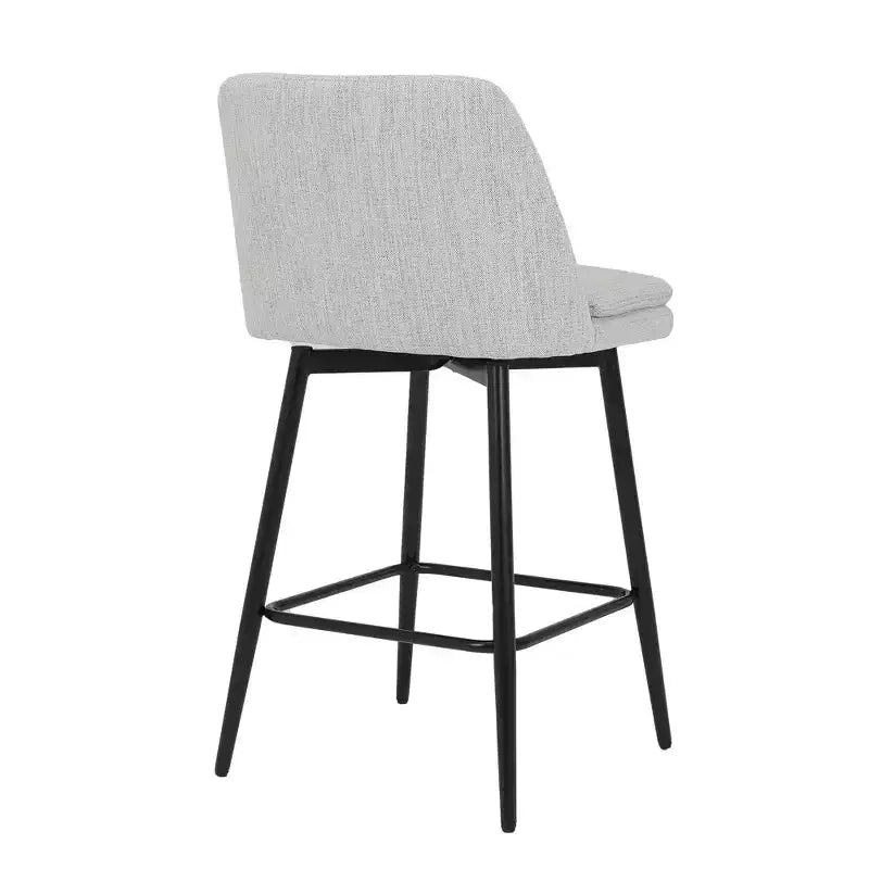 MAYEERTY Lot de 2 tabourets de bar pivotants de hauteur comptoir à 360 degrés, rembourrés, en lin blanc cassé de 65 cm pour îlot de cuisine et pub