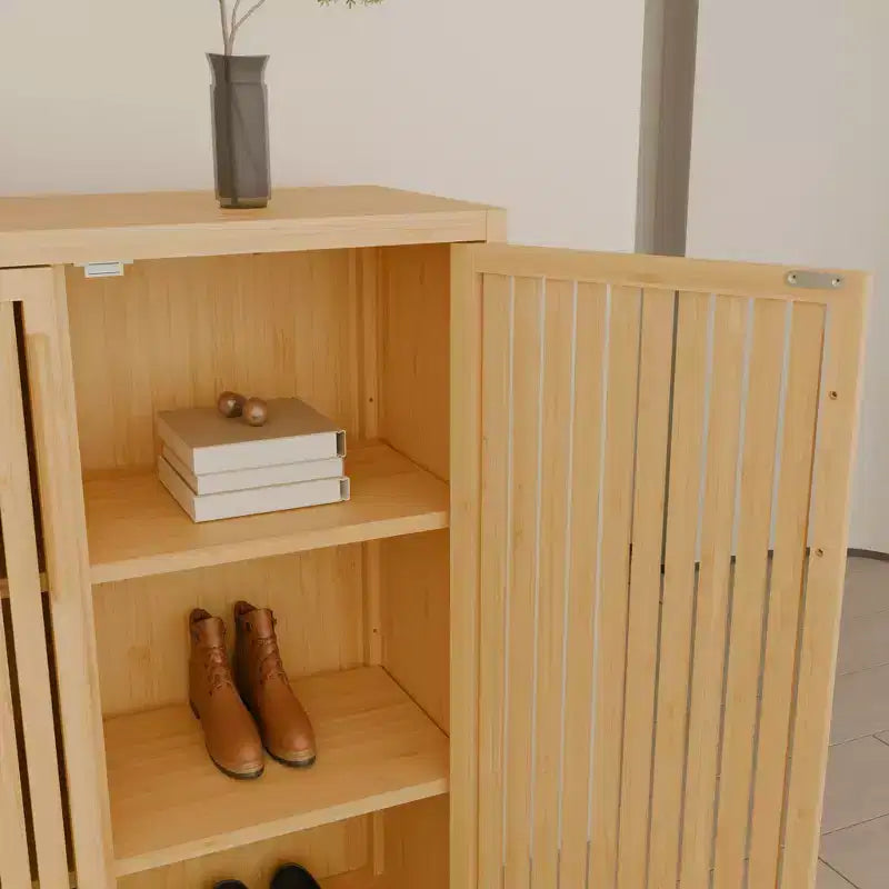 GDFStudio Smedley Armoire de Rangement Moderne 38.1 en Bambou avec 2 Portes
