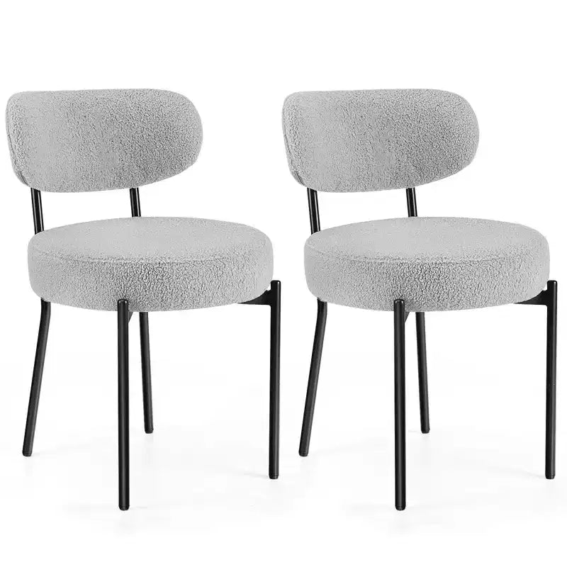 MAYEERTY Chaise de salle à manger confortable capitonnée, coussin d'assise gris, cadre en acier noir, dossier pour salle à manger et chambre à coucher