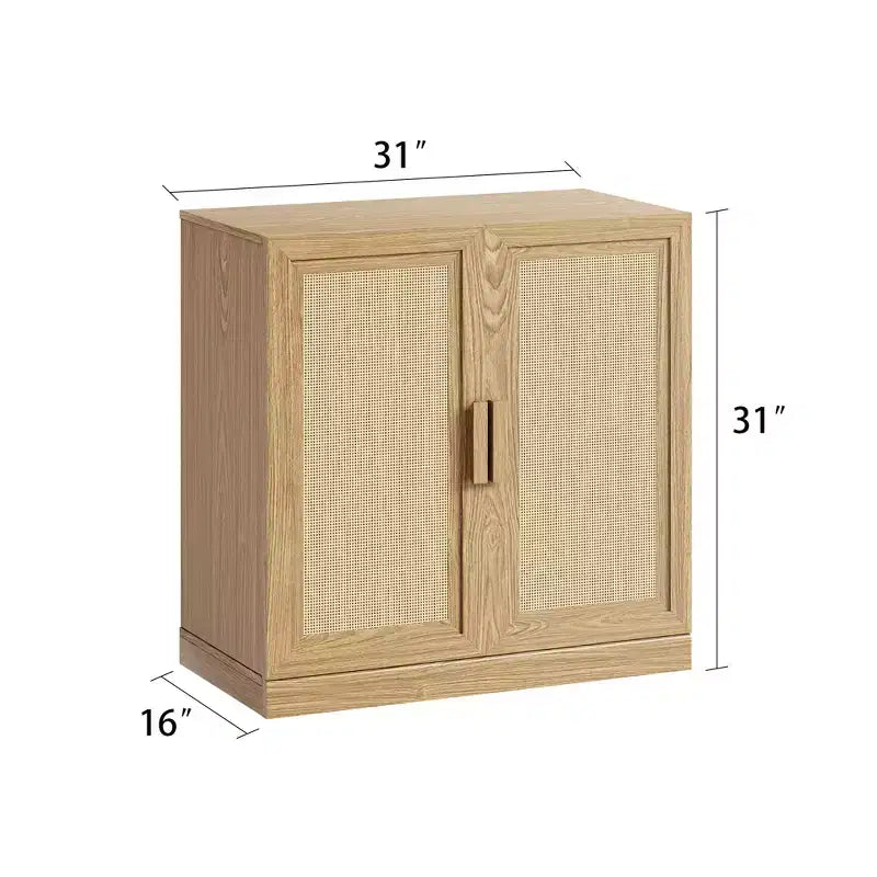 Meuble de rangement Adam en grain de bois noir avec porte en osier (31x31x16)