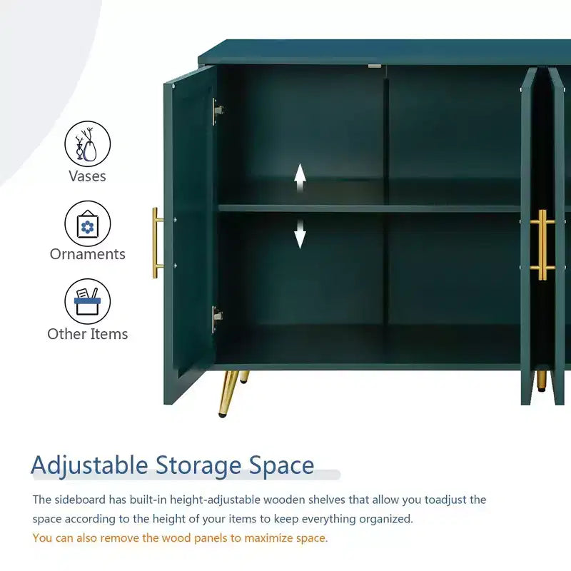 Meuble TV multifonction en bois avec armoire de rangement et étagères réglables - Console idéale pour le salon et la chambre