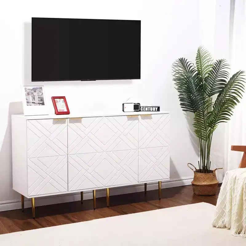 Ensemble de Meubles de Salle à Manger avec 2 Buffets Blancs, Construction Durable, Rangement Spacieux, Design Élégant, Montage Facile