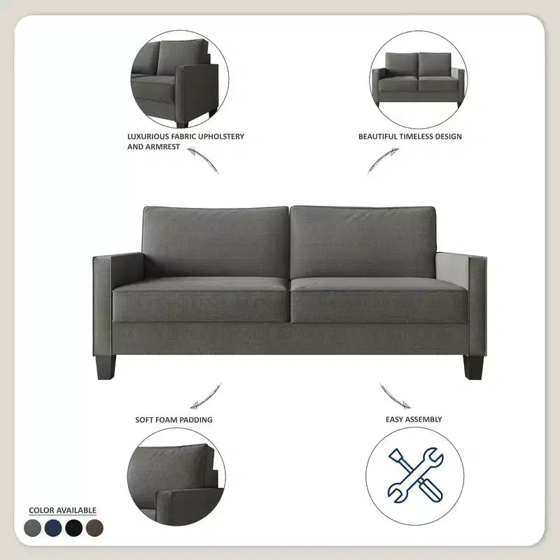 Canapé Home Design Marcia à accoudoirs carrés