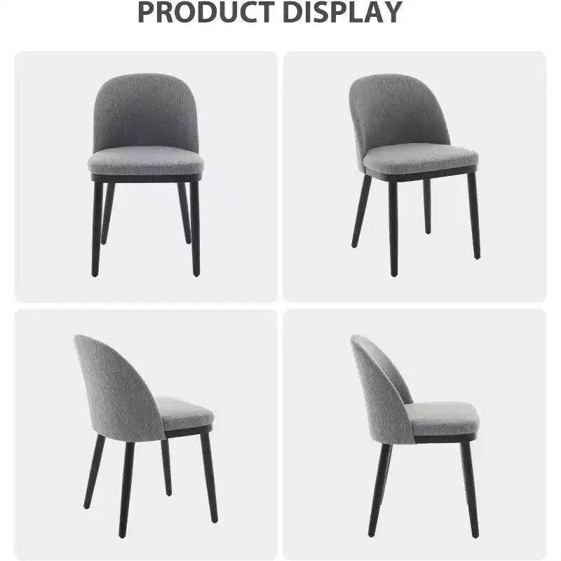 Acekool Lot de 2 chaises de salle à manger rembourrées, chaises d'appoint de cuisine modernes en tissu avec coussin, pieds en bois, dossier incurvé