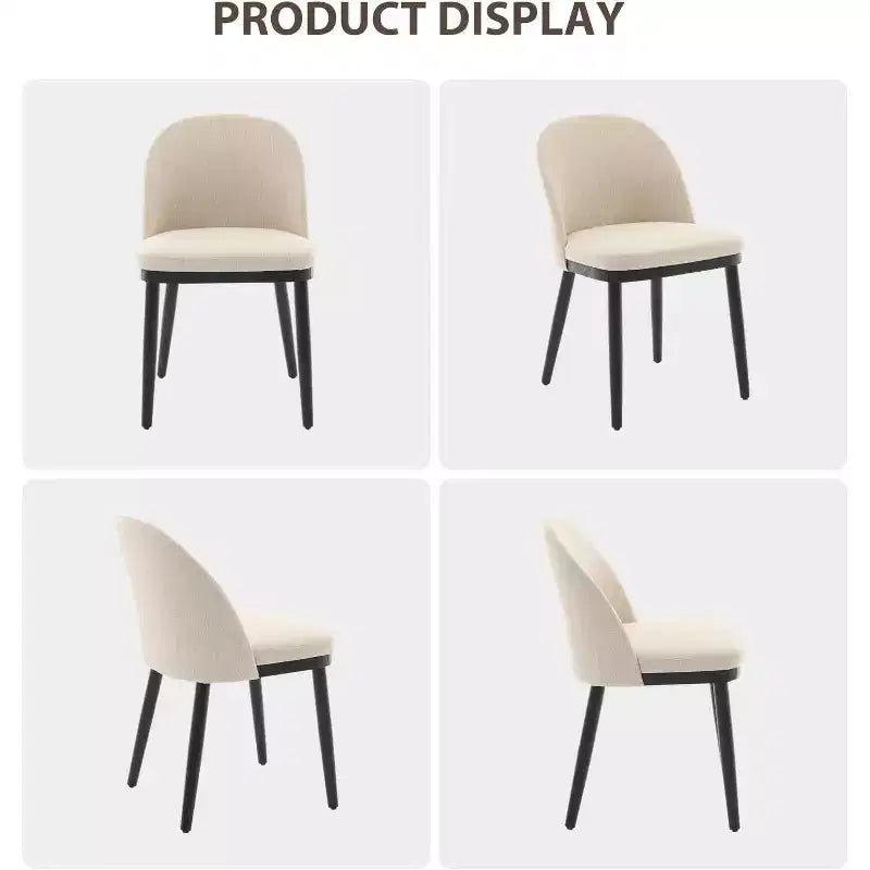 Acekool Lot de 2 chaises de salle à manger rembourrées, chaises d'appoint de cuisine modernes en tissu avec coussin, pieds en bois, dossier incurvé