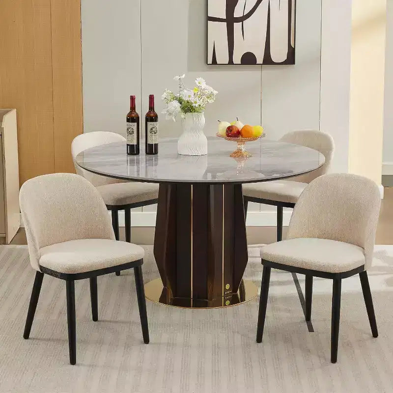 Acekool Lot de 2 chaises de salle à manger rembourrées, chaises d'appoint de cuisine modernes en tissu avec coussin, pieds en bois, dossier incurvé