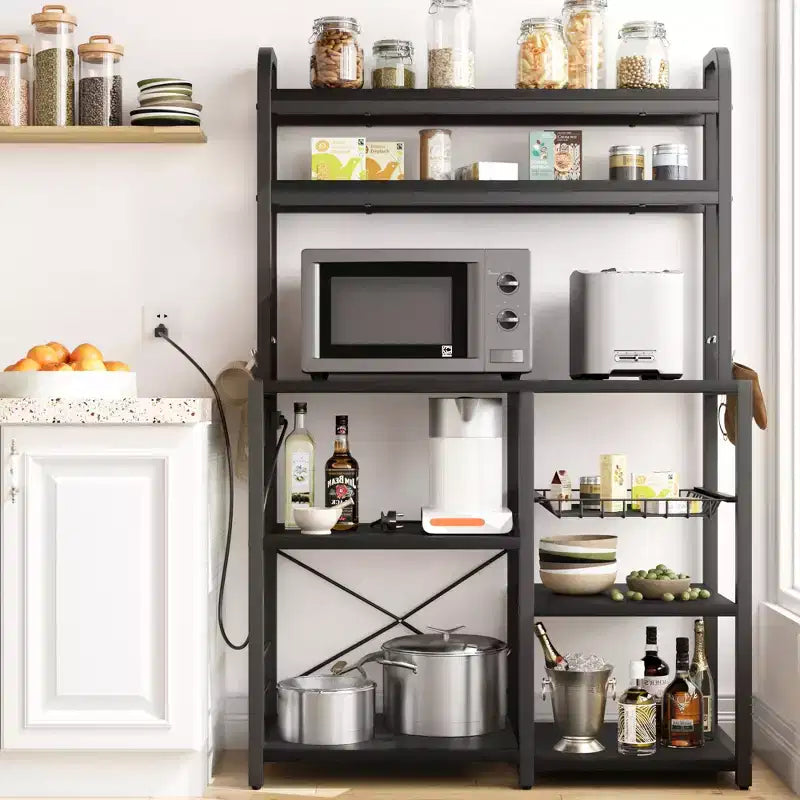 Étagère de boulanger, support de micro-ondes avec étagère de rangement à 6 niveaux, table de buffet de cuisine avec grand rangement, support de micro-ondes industriel