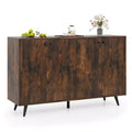 Costway Buffet Sideboard Mid Century Modern 4-Door Storage Cabinet 50 Accent Cabinet Brown/White