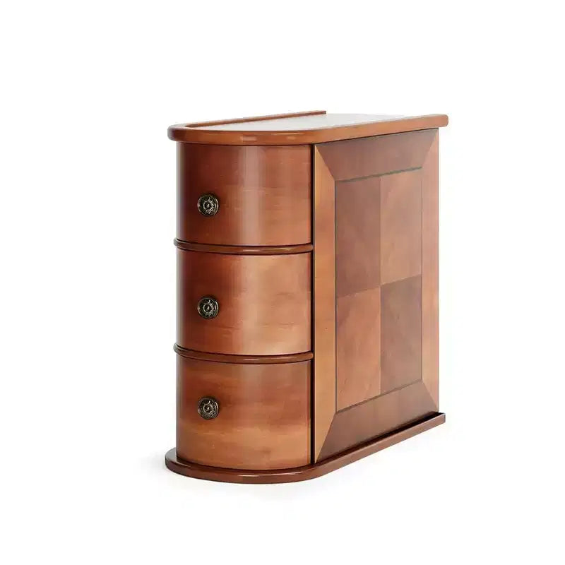 Table d'appoint étroite en bois de noyer avec 2 tiroirs