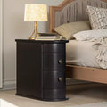 Wood Tall Walnut End Table Narrow Side Table Nightstand with 2 Drawers