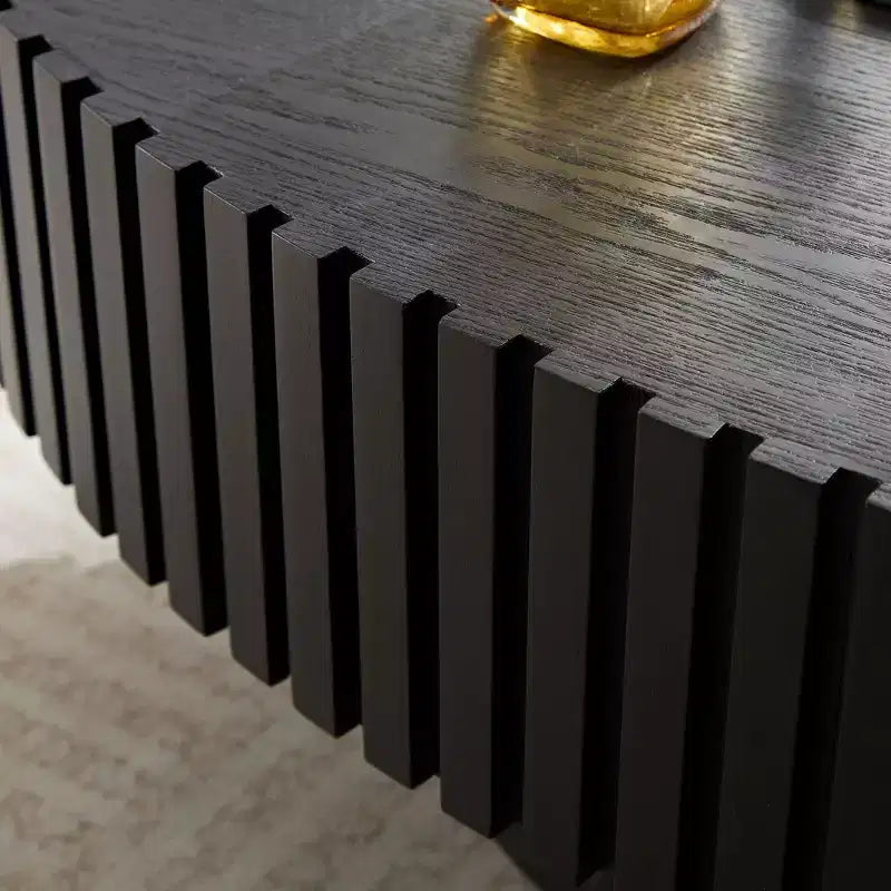 Table basse ovale moderne Okak, 112 cm de long avec piédestal robuste, table basse tambour compacte pour petit salon ou bureau