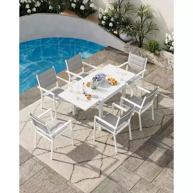 Table à manger de terrasse extensible pour 4 à 6 personnes, table d'extérieur réglable en aluminium de 80 à 160 cm, idéale pour le jardin, le porche, la terrasse et les réceptions en plein air