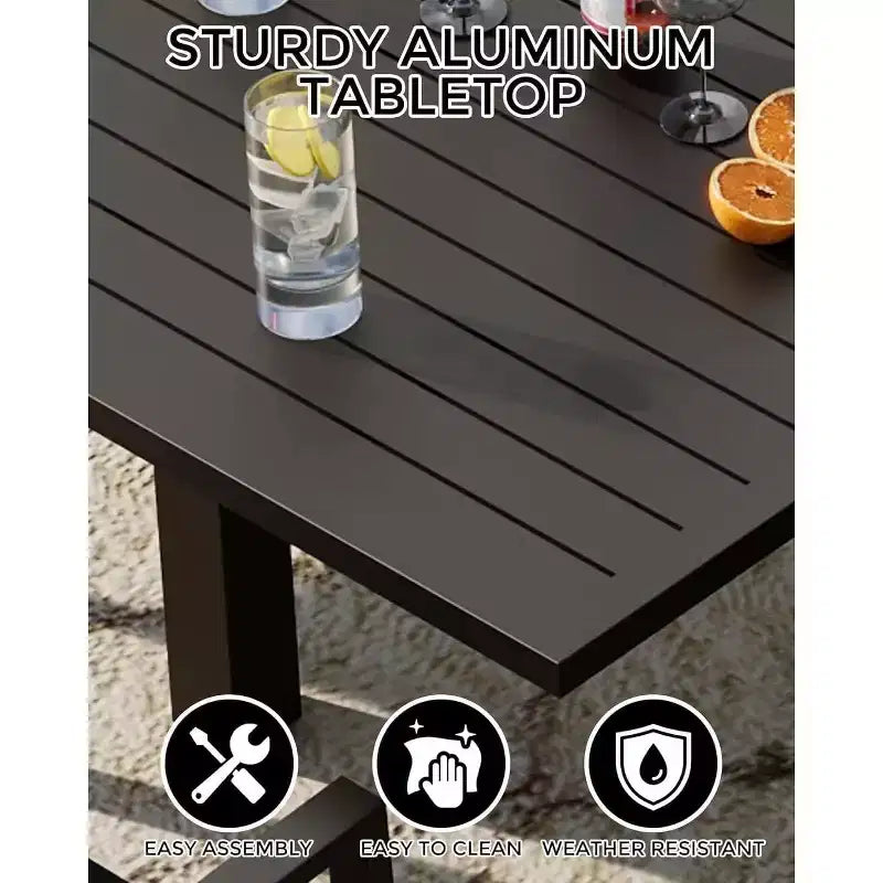 Table à manger de terrasse extensible pour 4 à 6 personnes, table d'extérieur réglable en aluminium de 80 à 160 cm, idéale pour le jardin, le porche, la terrasse et les réceptions en plein air