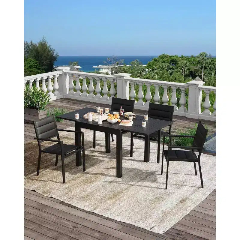 Table à manger de terrasse extensible pour 4 à 6 personnes, table d'extérieur réglable en aluminium de 80 à 160 cm, idéale pour le jardin, le porche, la terrasse et les réceptions en plein air